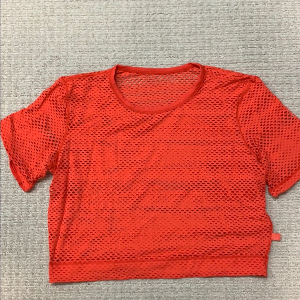 LULULEMON coral cut out crop top